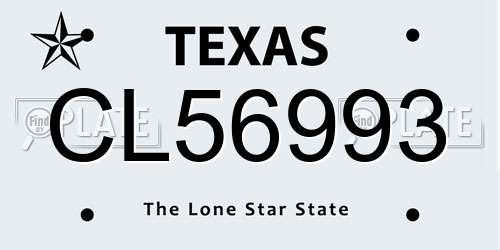 CL56993 Texas License Plate