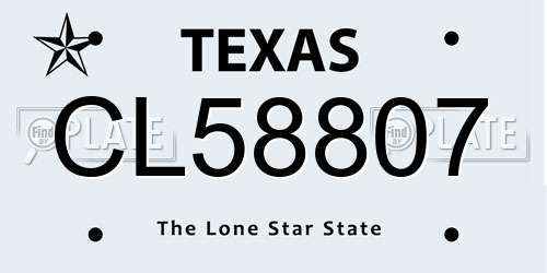 CL58807 Texas License Plate