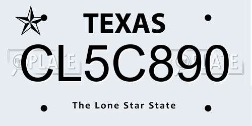 CL5C890 Texas License Plate