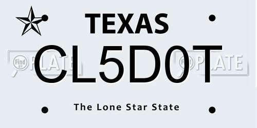 CL5D0T Texas License Plate
