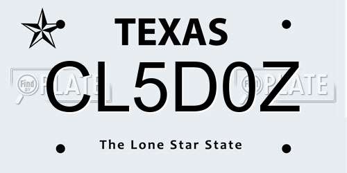 CL5D0Z Texas License Plate