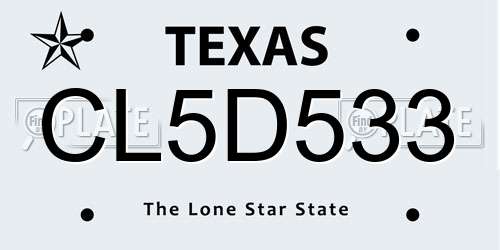 CL5D533 Texas License Plate
