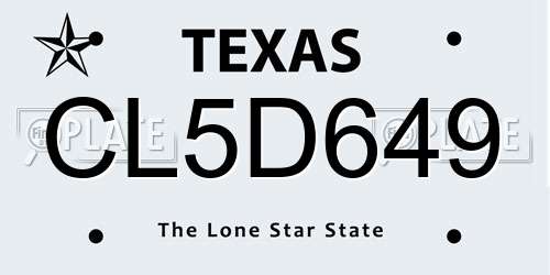 CL5D649 Texas License Plate