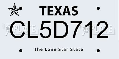 CL5D712 Texas License Plate