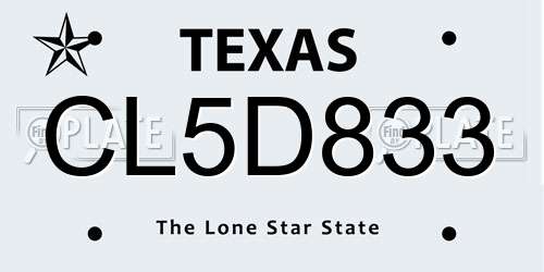 CL5D833 Texas License Plate