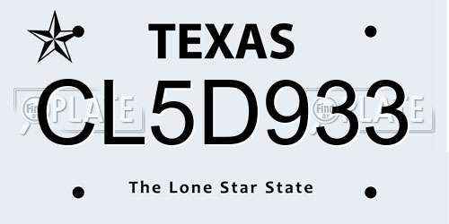 CL5D933 Texas License Plate