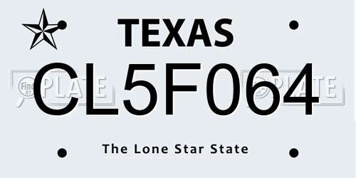 CL5F064 Texas License Plate