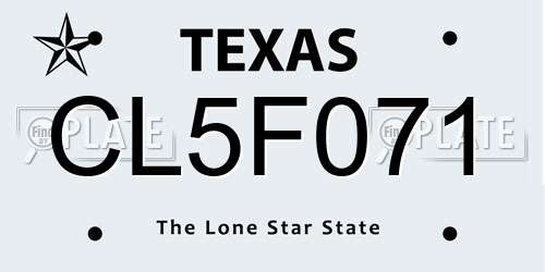 CL5F071 Texas License Plate