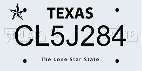 CL5J284 Texas License Plate