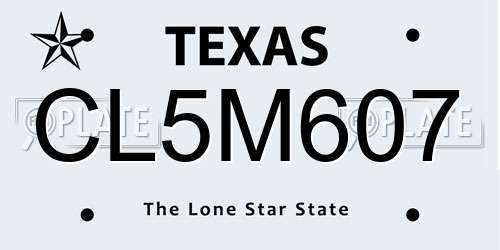 CL5M607 Texas License Plate