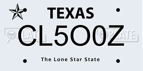 CL5O0Z Texas License Plate