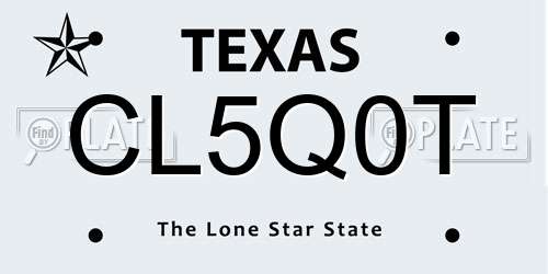 CL5Q0T Texas License Plate