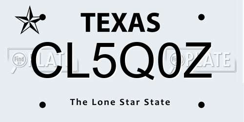 CL5Q0Z Texas License Plate