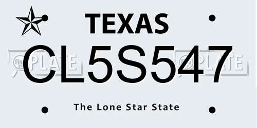 CL5S547 Texas License Plate