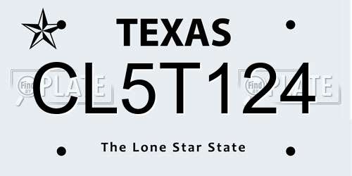 CL5T124 Texas License Plate
