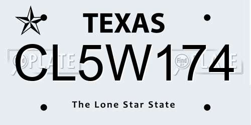 CL5W174 Texas License Plate