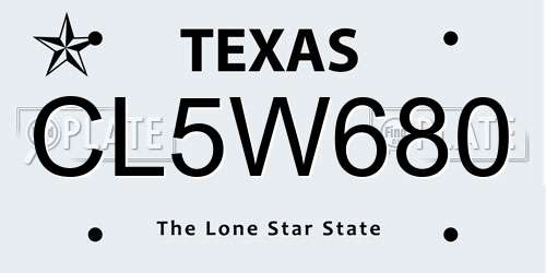 CL5W680 Texas License Plate