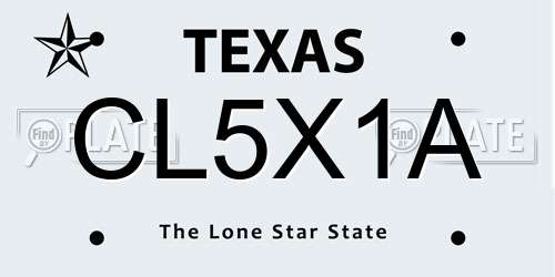 CL5X1A Texas License Plate