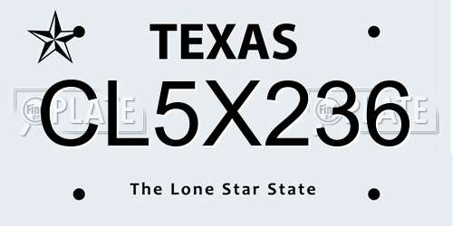 CL5X236 Texas License Plate