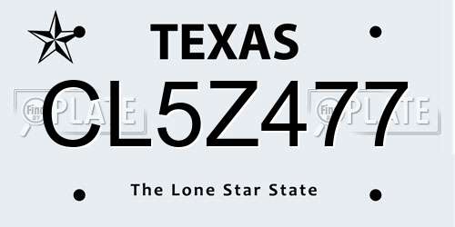 CL5Z477 Texas License Plate