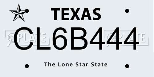 CL6B444 Texas License Plate