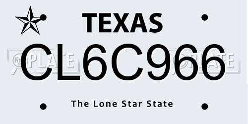 CL6C966 Texas License Plate