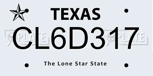 CL6D317 Texas License Plate