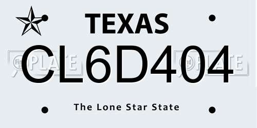 CL6D404 Texas License Plate
