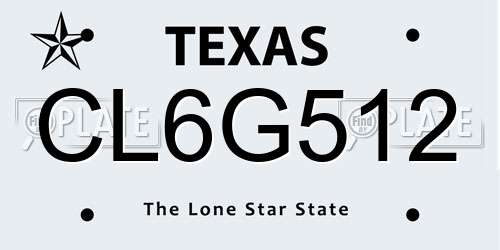 CL6G512 Texas License Plate