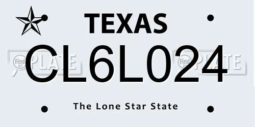 CL6L024 Texas License Plate