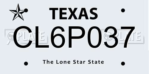 CL6P037 Texas License Plate