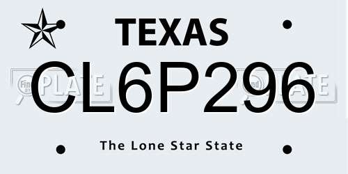 CL6P296 Texas License Plate