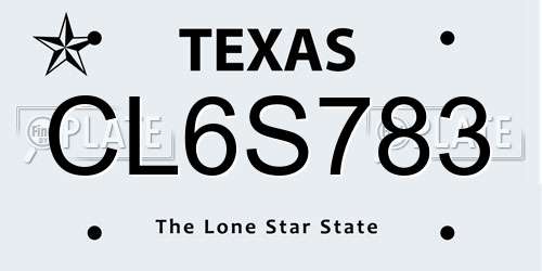 CL6S783 Texas License Plate