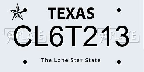 CL6T213 Texas License Plate