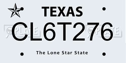 CL6T276 Texas License Plate