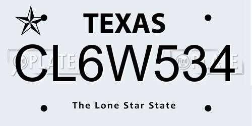 CL6W534 Texas License Plate