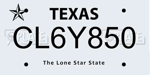 CL6Y850 Texas License Plate
