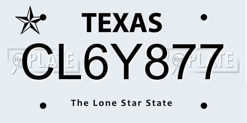 CL6Y877 Texas License Plate
