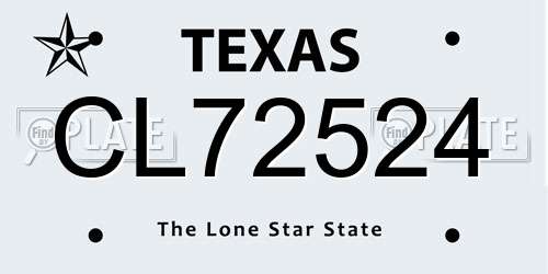 CL72524 Texas License Plate