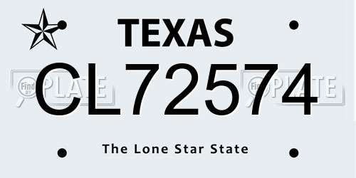 CL72574 Texas License Plate