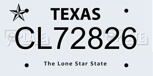 CL72826 Texas License Plate