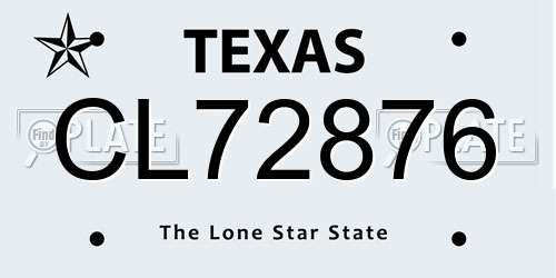 CL72876 Texas License Plate