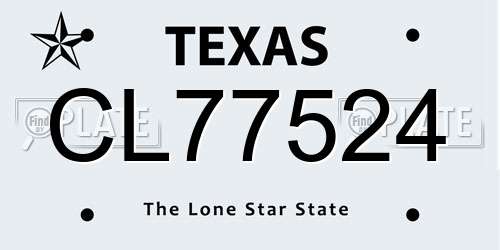 CL77524 Texas License Plate