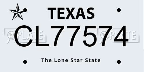CL77574 Texas License Plate