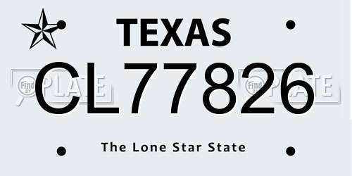 CL77826 Texas License Plate