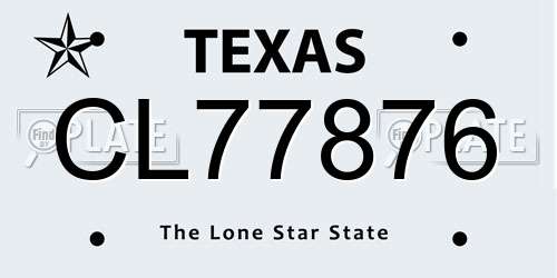 CL77876 Texas License Plate