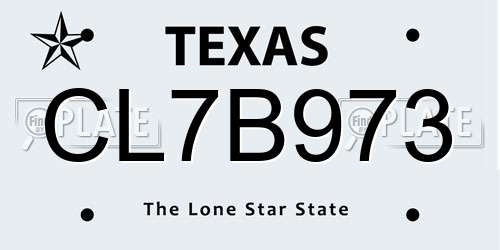 CL7B973 Texas License Plate