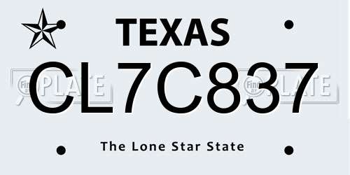 CL7C837 Texas License Plate