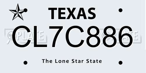 CL7C886 Texas License Plate