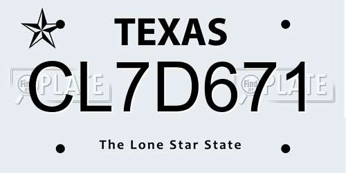 CL7D671 Texas License Plate